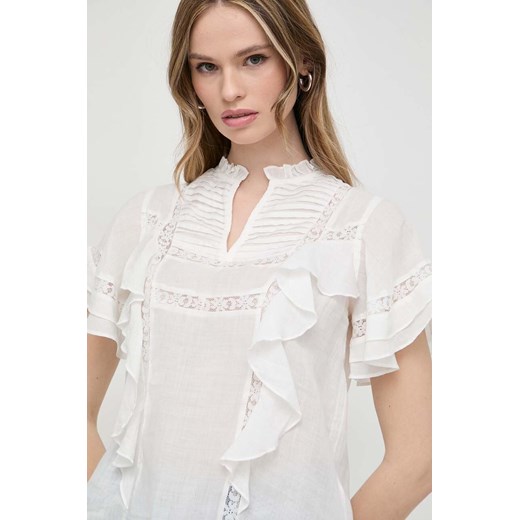 Twinset bluzka damska kolor beżowy gładka ze sklepu ANSWEAR.com w kategorii Bluzki damskie - zdjęcie 170238818