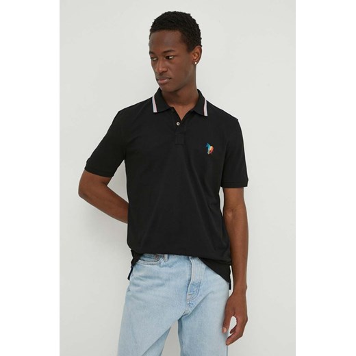 PS Paul Smith polo męski kolor czarny gładki M2R.151LE.M21511 ze sklepu ANSWEAR.com w kategorii T-shirty męskie - zdjęcie 170239076