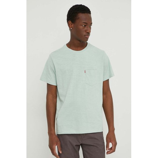 Levi&apos;s t-shirt bawełniany kolor zielony z nadrukiem ze sklepu ANSWEAR.com w kategorii T-shirty męskie - zdjęcie 170239215