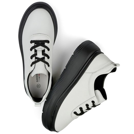Buty sportowe damskie sneakersy białe płaskie skórzane 
