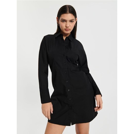 Sinsay - Sukienka mini koszulowa - czarny ze sklepu Sinsay w kategorii Sukienki - zdjęcie 170246635