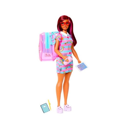 BARBIE Zestaw modowy premium- sukienka paski, neonowy plecak Barbie one size 5.10.15
