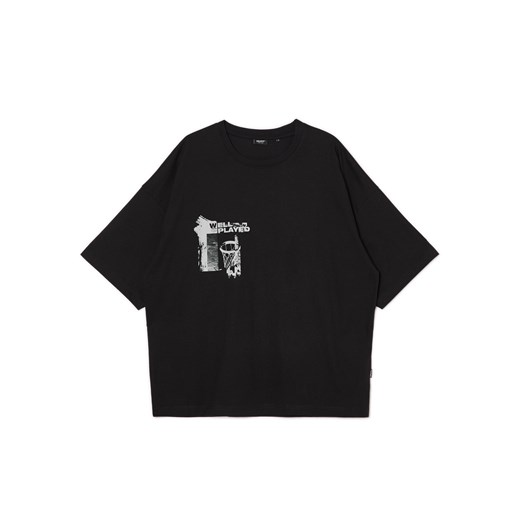 Cropp - Czarna koszulka oversize z nadrukiem - czarny ze sklepu Cropp w kategorii T-shirty męskie - zdjęcie 170252545