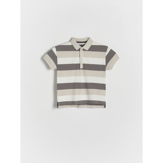 Reserved - T-shirt polo w paski - biały ze sklepu Reserved w kategorii Koszulki niemowlęce - zdjęcie 170252818