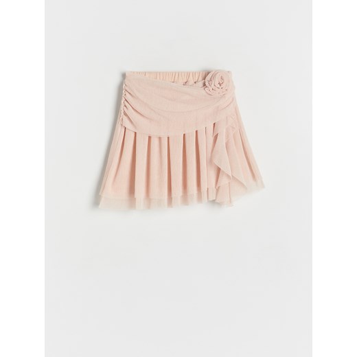 Reserved - Asymetryczna spódnica z kwiatkiem - pastelowy róż ze sklepu Reserved w kategorii Spódnice dziewczęce - zdjęcie 170253279
