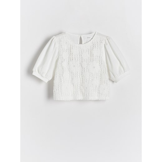Reserved - Ażurowa bluzka - złamana biel ze sklepu Reserved w kategorii Bluzki dziewczęce - zdjęcie 170253365