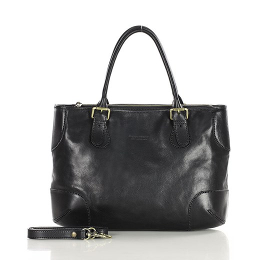 Torebka do ręki kuferek genuine leather made in italy - MARCO MAZZINI czarny ze sklepu Verostilo w kategorii Torby Shopper bag - zdjęcie 170256979