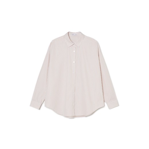 Cropp - Beżowo-biała koszula w paski - beżowy ze sklepu Cropp w kategorii Koszule damskie - zdjęcie 170257345