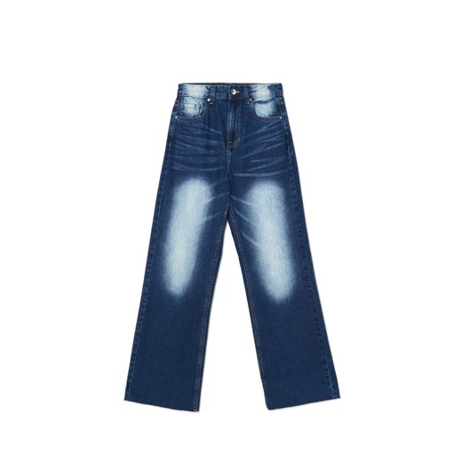 Cropp - Ciemnoniebieskie jeansy wide leg - granatowy ze sklepu Cropp w kategorii Jeansy damskie - zdjęcie 170257757
