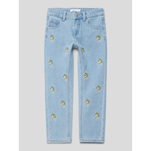 Jeansy o kroju regular fit z kwiatowymi haftami model ‘FROSE’ ze sklepu Peek&Cloppenburg  w kategorii Spodnie chłopięce - zdjęcie 170259516