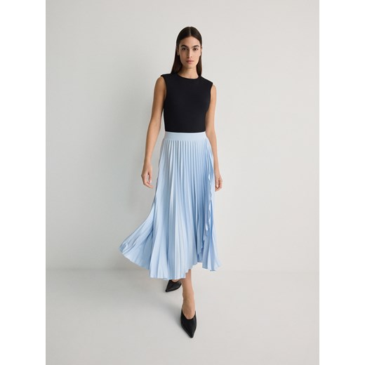 Reserved - Plisowana spódnica midi - jasnoniebieski ze sklepu Reserved w kategorii Spódnice - zdjęcie 170262799