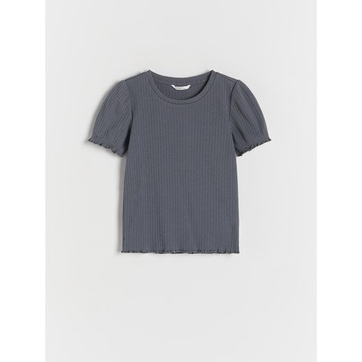 Reserved - T-shirt w prążek - ciemnoszary ze sklepu Reserved w kategorii Bluzki dziewczęce - zdjęcie 170262866