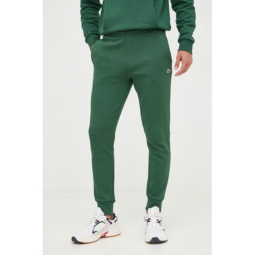Lacoste spodnie dresowe męskie kolor zielony gładkie XH9624-132 ze sklepu PRM w kategorii Spodnie męskie - zdjęcie 170263717