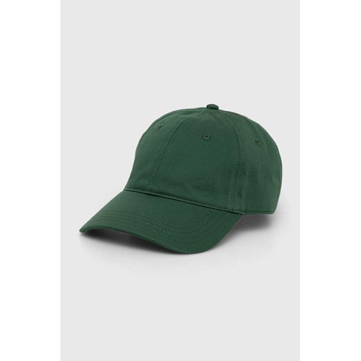 Lacoste czapka z daszkiem bawełniana kolor zielony gładka ze sklepu PRM w kategorii Czapki z daszkiem damskie - zdjęcie 170263896