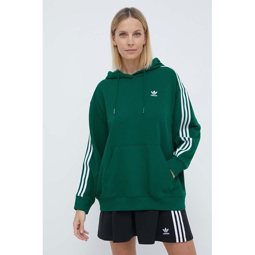 adidas Originals bluza 3-Stripes Hoodie OS damska kolor zielony z kapturem z XS PRM