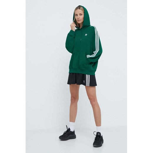 adidas Originals bluza 3-Stripes Hoodie OS damska kolor zielony z kapturem z XS PRM