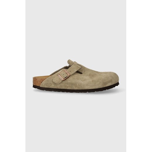 Birkenstock klapki zamszowe Boston damskie kolor beżowy 60463 39 PRM