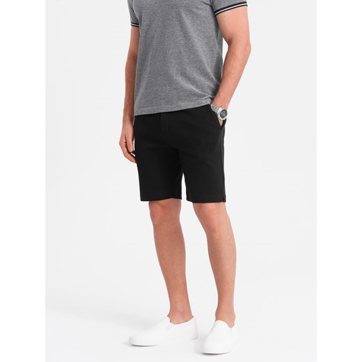 Szorty męskie SLIM FIT ze strukturalnej dzianiny - czarne V2 OM-SRCS-0126 XL ombre