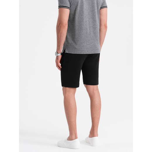 Szorty męskie SLIM FIT ze strukturalnej dzianiny - czarne V2 OM-SRCS-0126 XXL ombre