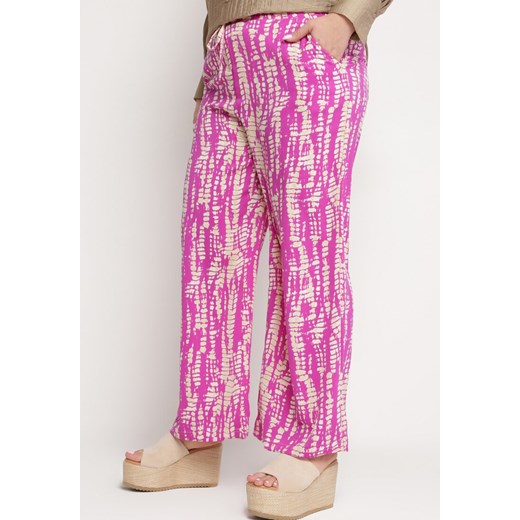 Fioletowe Szerokie Spodnie z Wysokim Stanem i Gumką w Pasie Miffiana XL promocyjna cena Born2be Odzież