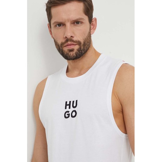 HUGO t-shirt bawełniany męski kolor biały 50510189 ze sklepu ANSWEAR.com w kategorii T-shirty męskie - zdjęcie 170271387