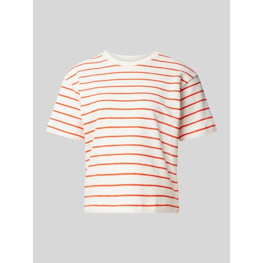 T-shirt z imitacji dzianiny ze wzorem w paski ze sklepu Peek&Cloppenburg  w kategorii Bluzki damskie - zdjęcie 170272607