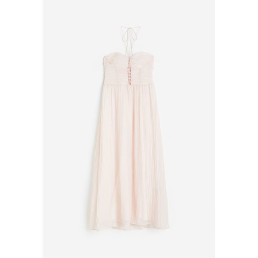 H & M - Długa sukienka ze sznurowaniem - Różowy H & M M H&M