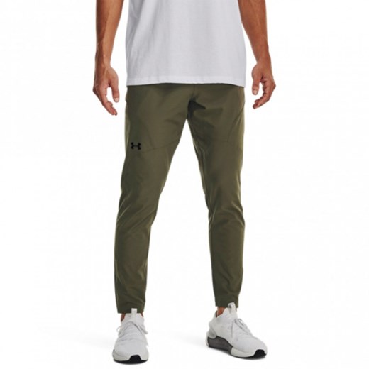Męskie spodnie treningowe UNDER ARMOUR  UNSTOPPABLE TAPERED PANTS - oliwkowe/khaki ze sklepu Sportstylestory.com w kategorii Spodnie męskie - zdjęcie 170276807