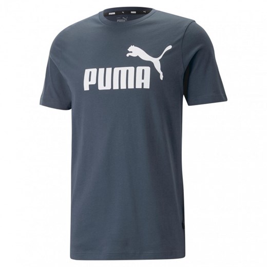 Męski t-shirt z nadrukiem Puma ESS Logo Tee - granatowy Puma wyprzedaż Sportstylestory.com