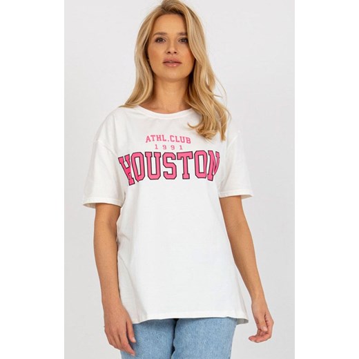 T-shirt damski z nadrukiem ecru EM-TS-527-1.26X, Kolor ecru, Rozmiar one size, EX MODA ze sklepu Primodo w kategorii Bluzki damskie - zdjęcie 170280706