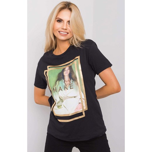 Czarny t-shirt damski z nadrukiem HB-TS-3025.18P, Kolor czarny, Rozmiar L, HiB ze sklepu Primodo w kategorii Bluzki damskie - zdjęcie 170280728