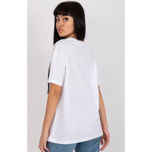 Biały t-shirt damski z dżetami HB-TS-3074.22, Kolor biały, Rozmiar L, HiB ze sklepu Primodo w kategorii Bluzki damskie - zdjęcie 170280736