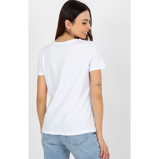 T-shirt damski z zieloną gwiazdą RV-TS-8626.00, Kolor biało-zielony, Rozmiar L/XL, BASIC FEEL GOOD ze sklepu Primodo w kategorii Bluzki damskie - zdjęcie 170280779