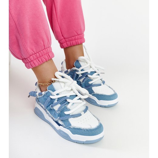 Niebieskie sneakersy z materiałowymi wstawkami Melilot ze sklepu gemre w kategorii Buty sportowe damskie - zdjęcie 170283927