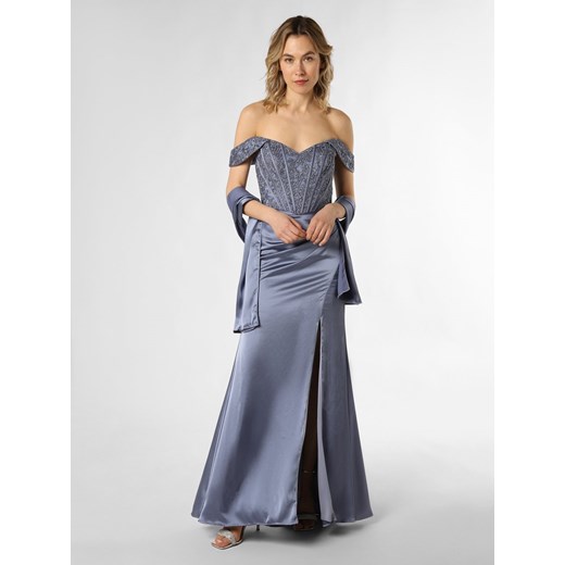 Unique Damska sukienka wieczorowa ze stułą Kobiety Satyna blue stone jednolity ze sklepu vangraaf w kategorii Sukienki - zdjęcie 170285266