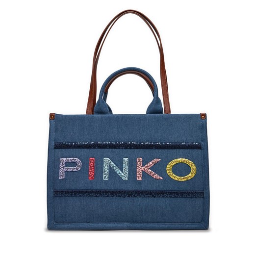 Shopper bag Pinko wakacyjna matowa na ramię 