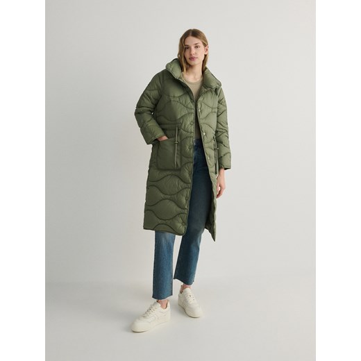 Reserved - Pikowany płaszcz ze stójką - jasnozielony ze sklepu Reserved w kategorii Płaszcze damskie - zdjęcie 170286207