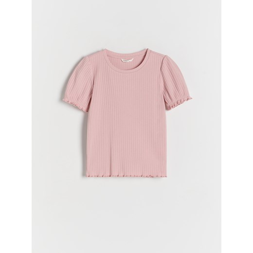 Reserved - T-shirt w prążek - różowy Reserved 146 (10 lat) Reserved
