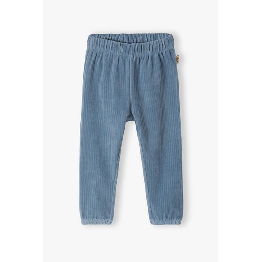 Niebieskie spodnie niemowlęce z dzianiny prążkowanej ze sklepu 5.10.15 w kategorii Spodnie i półśpiochy - zdjęcie 170287379
