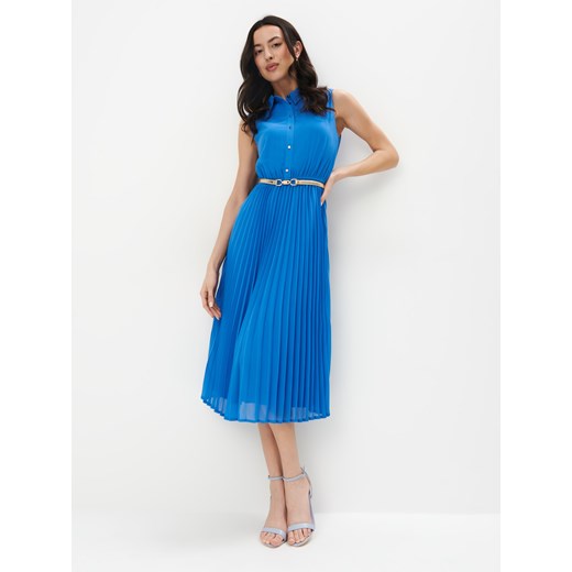 Mohito - Niebieska koszulowa sukienka midi - niebieski ze sklepu Mohito w kategorii Sukienki - zdjęcie 170287648