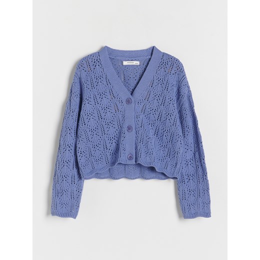 Reserved - Ażurowy kardigan - niebieski ze sklepu Reserved w kategorii Swetry dziewczęce - zdjęcie 170288225