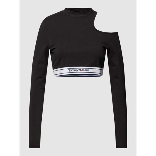 Bluzka krótka z długimi rękawami i elastycznym paskiem z logo ze sklepu Peek&Cloppenburg  w kategorii Bluzki damskie - zdjęcie 170289668