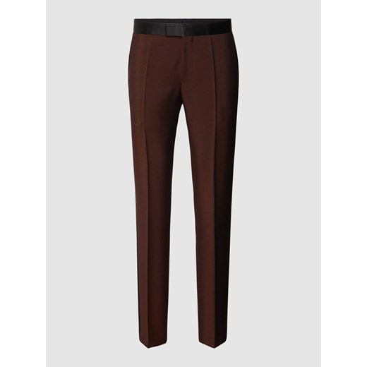 Spodnie o kroju regular fit z zakładkami w pasie i paskami w kontrastowym kolorze ze sklepu Peek&Cloppenburg  w kategorii Spodnie męskie - zdjęcie 170293789