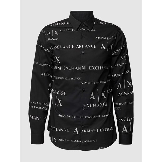 Koszula casualowa o kroju regular fit z nadrukiem z logo na całej powierzchni Armani Exchange L okazyjna cena Peek&Cloppenburg 