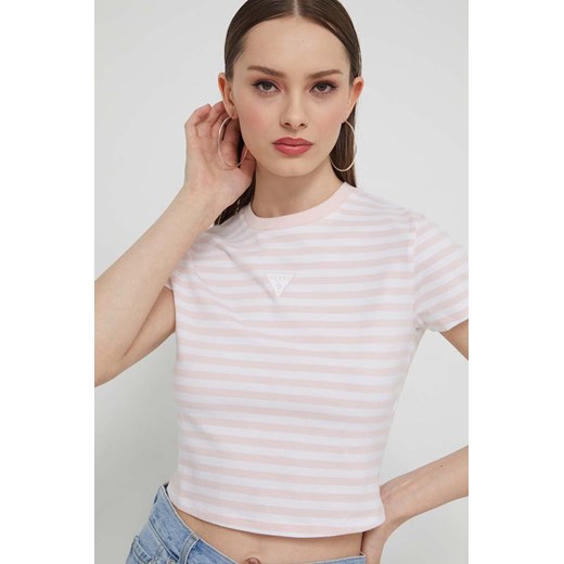 Guess Originals t-shirt damski kolor różowy ze sklepu ANSWEAR.com w kategorii Bluzki damskie - zdjęcie 170299536