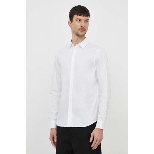 Armani Exchange koszula bawełniana męska kolor biały regular z kołnierzykiem klasycznym 3DZC36 ZNAUZ ze sklepu ANSWEAR.com w kategorii Koszule męskie - zdjęcie 170305367