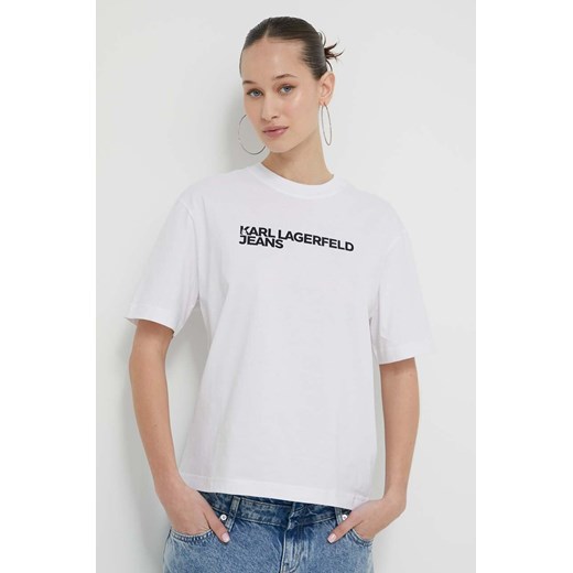 Karl Lagerfeld Jeans t-shirt bawełniany damski kolor biały ze sklepu ANSWEAR.com w kategorii Bluzki damskie - zdjęcie 170305629