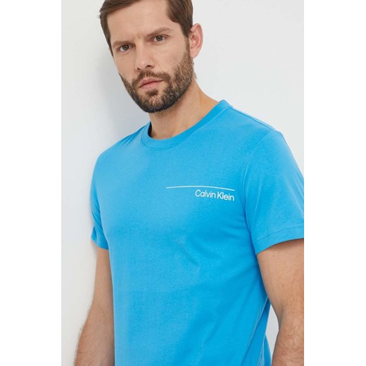 Calvin Klein t-shirt bawełniany męski kolor turkusowy z nadrukiem ze sklepu ANSWEAR.com w kategorii T-shirty męskie - zdjęcie 170305679