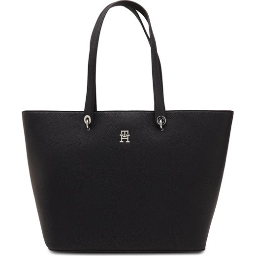 Czarna shopper bag Tommy Hilfiger ze skóry ekologicznej