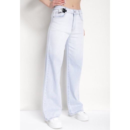 Jasnoniebieskie Szerokie Jeansy z Wysoką Talią Qyndara ze sklepu Born2be Odzież w kategorii Jeansy damskie - zdjęcie 170308477